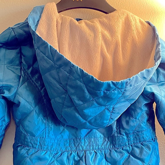 London Fog rain coat/ Turquoise Teal Fleece Lined Hooded Puffer Jacket - Picture 3 of 7